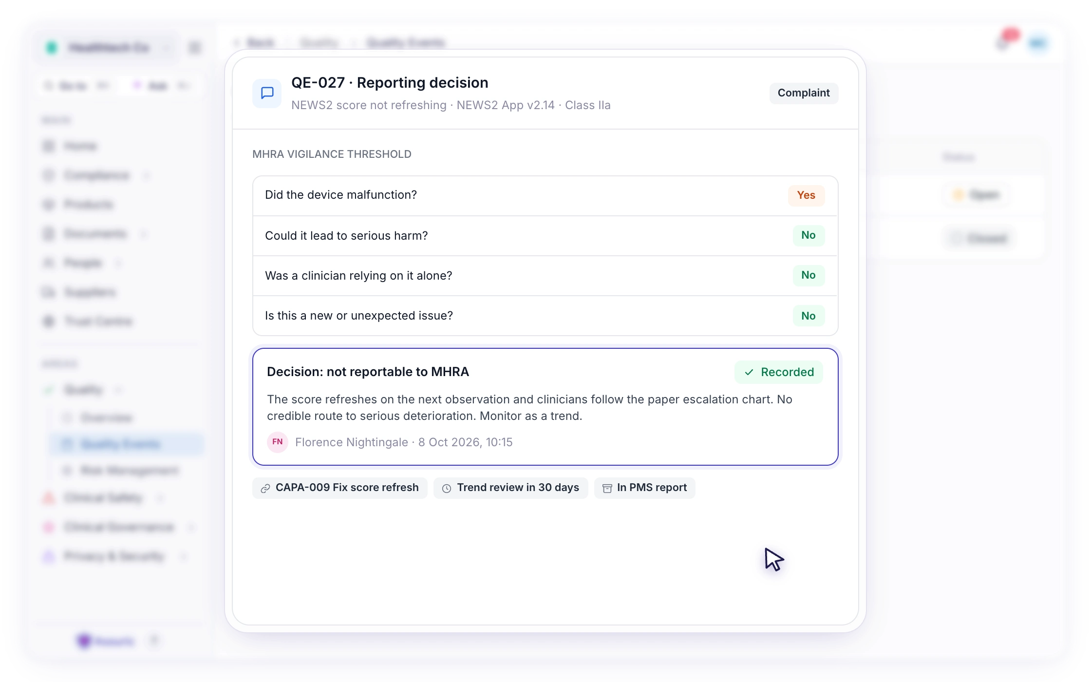 F69 — The reporting decision, recorded