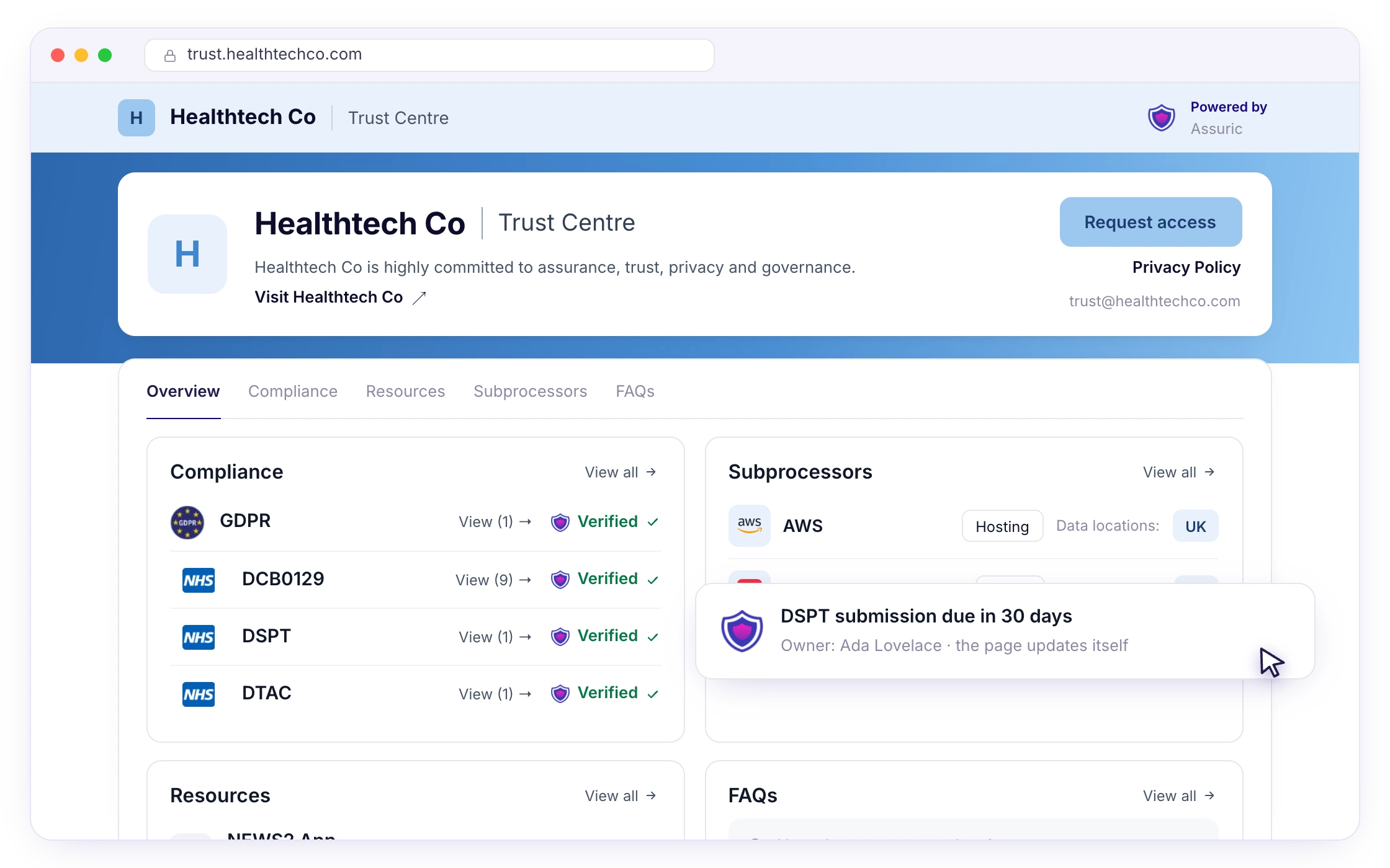 S05 — The trust centre a buyer sees