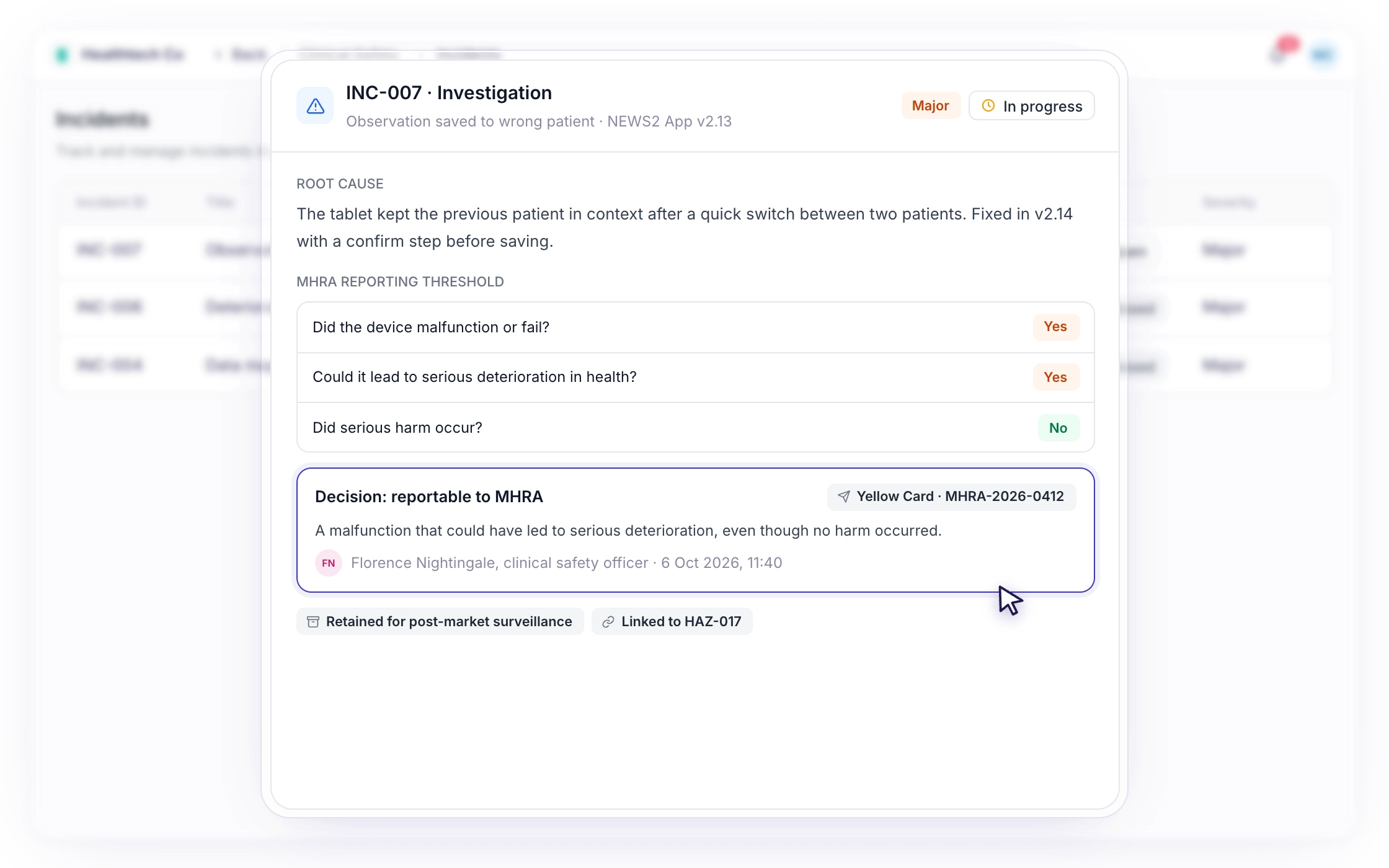 F022: Investigate and record every reporting decision