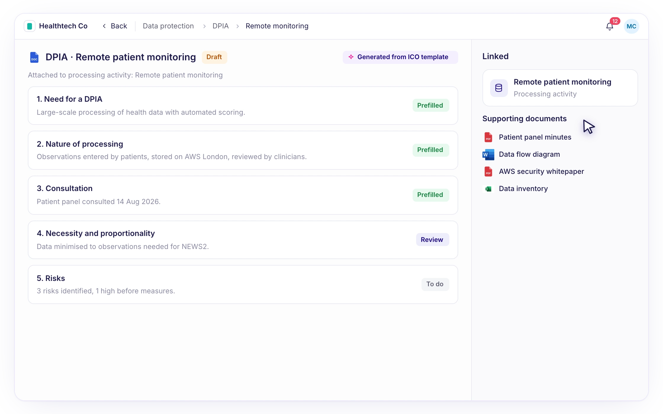 F046: Generate DPIAs from what’s already in Assuric