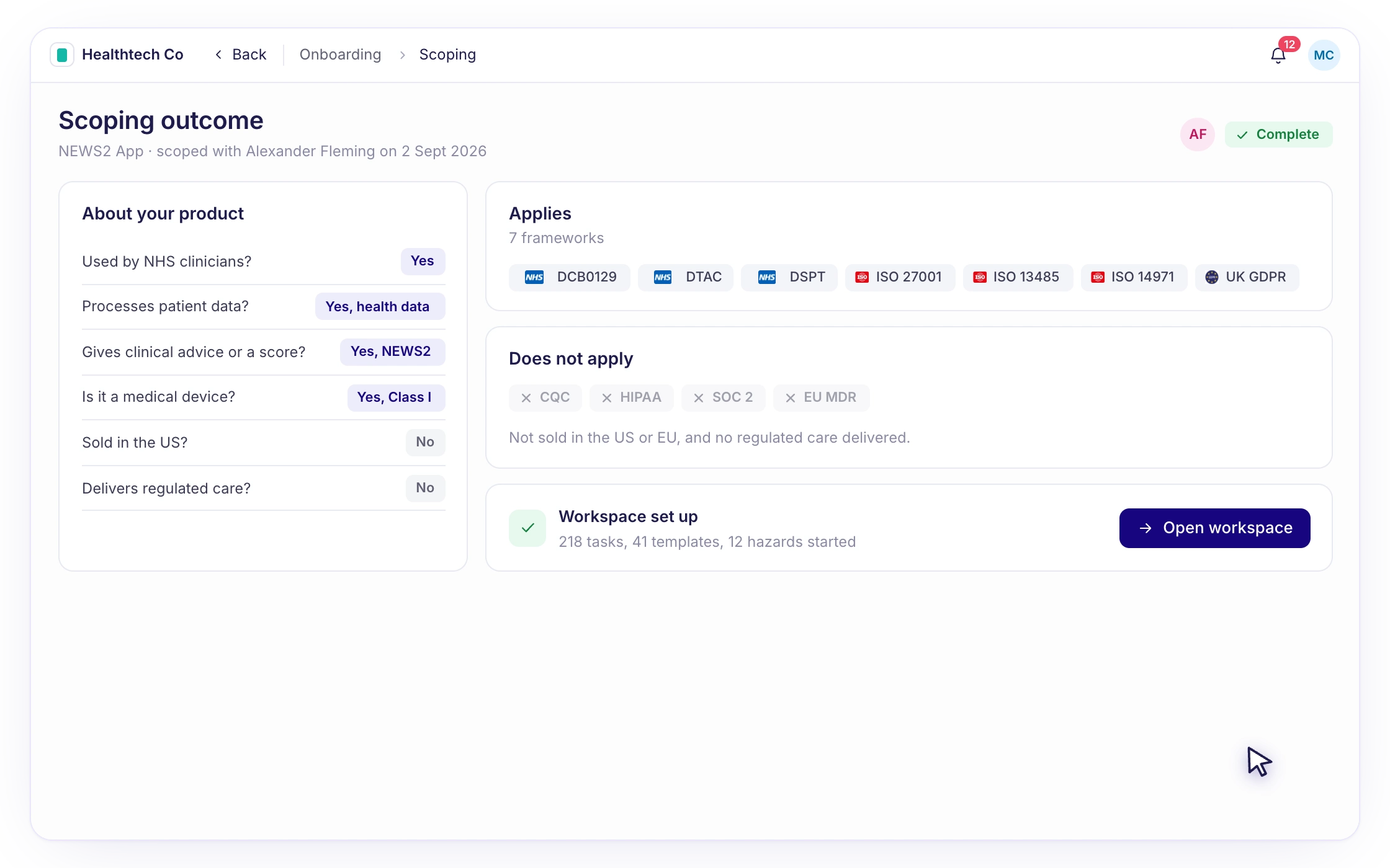 F055: Onboarding scoped to your product