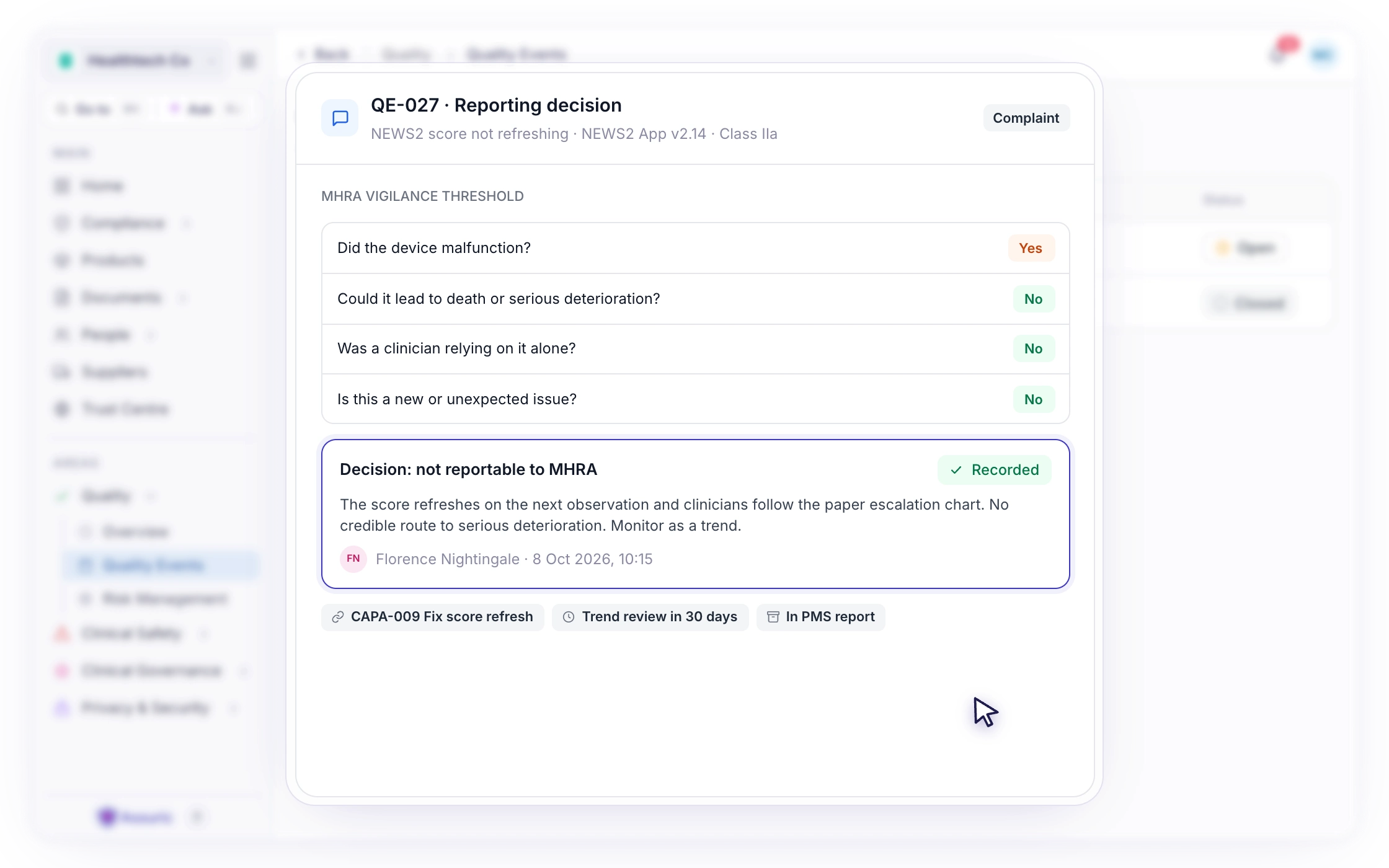 F082: Vigilance decisions, recorded either way