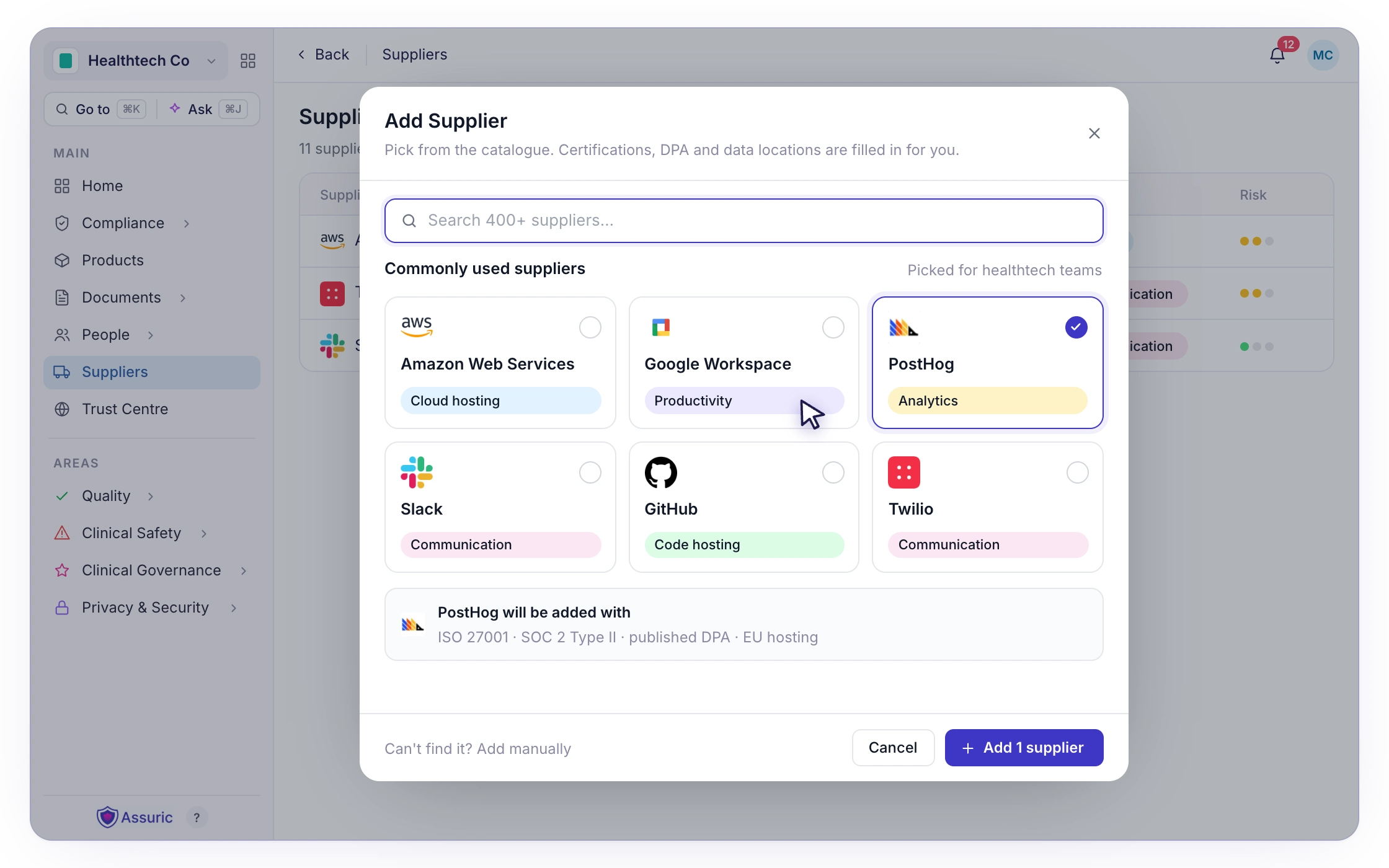 F098: Add suppliers in seconds